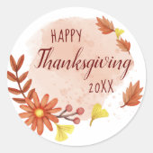 Happy Thanksgiving Herfst Classic Ronde Sticker (Voorkant)
