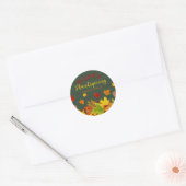 Happy Thanksgiving Herfst Colorful Foliage op hout Ronde Sticker (Envelop)