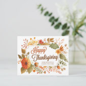 Happy Thanksgiving Herfst Flowers Custom Business Briefkaart (Staand voorkant)