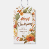 Happy Thanksgiving Herfst Flowers Custom Business Cadeaulabel (Voorkant)