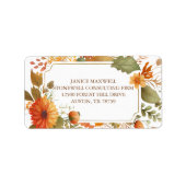 Happy Thanksgiving Herfst Flowers Custom Business Etiket (Voorkant)