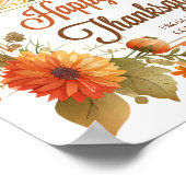 Happy Thanksgiving Herfst Flowers Custom Business Poster (Hoek)