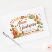 Happy Thanksgiving Herfst Flowers Custom Business Rechthoekige Sticker (Envelop)