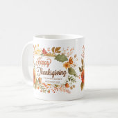 Happy Thanksgiving Herfst Flowers gepersonaliseerd Koffiemok (Voorkant links)