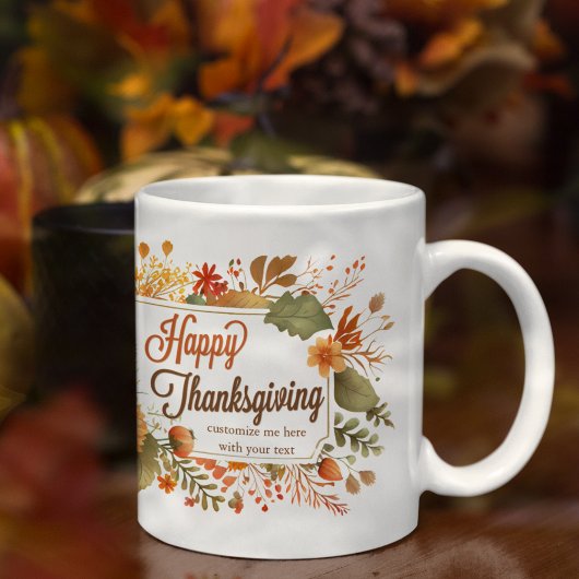 Happy Thanksgiving Herfst Flowers gepersonaliseerd Koffiemok