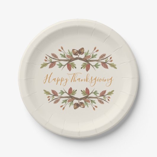 HAPPY THANKSGIVING HERFST FOLIAGE PAPIER BORDEN PAPIEREN BORDJE (Voorkant)