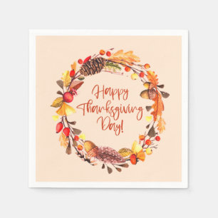 Happy Thanksgiving Herfst Foliage Wreatparty Decor Servet