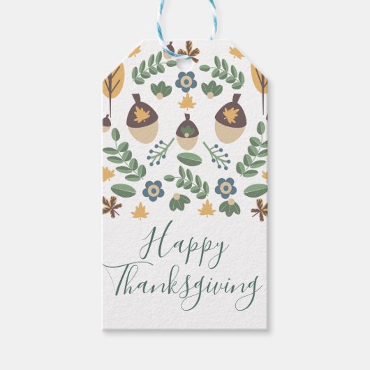 Happy Thanksgiving Herfst Folk Cadeaulabel (Voorkant)
