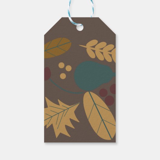 Happy Thanksgiving Herfst Folk Greenery Brown Cadeaulabel (Achterkant)