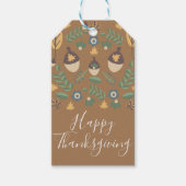 Happy Thanksgiving Herfst Folk Greenery Cadeaulabel (Voorkant)