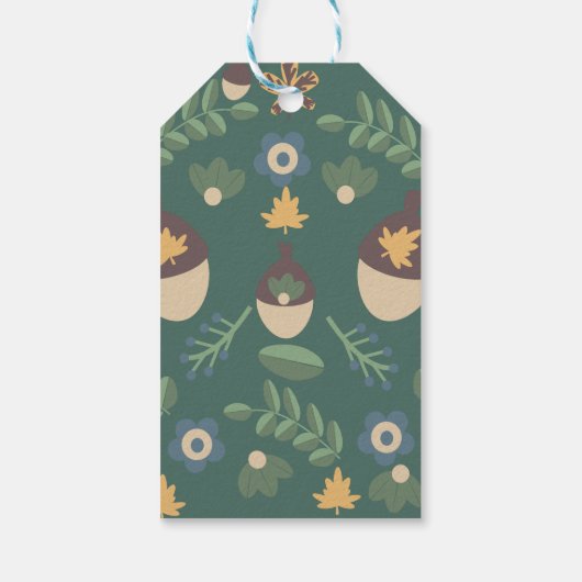 Happy Thanksgiving Herfst Folk Greenery Cadeaulabel (Achterkant)