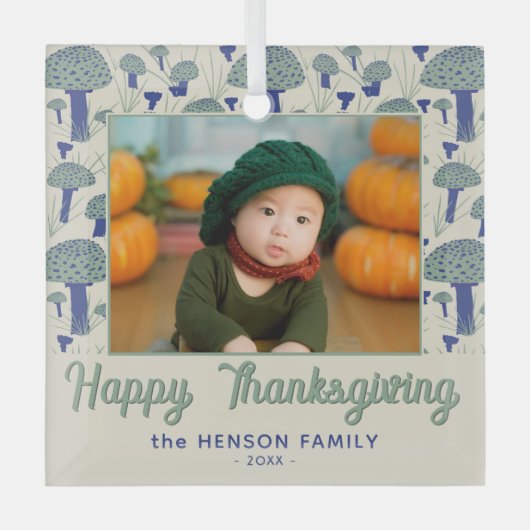 Happy Thanksgiving Herfst Foto Glas Ornament (Voorkant)