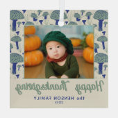 Happy Thanksgiving Herfst Foto Glas Ornament (Achterkant)