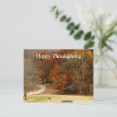 Happy Thanksgiving Herfst Foto Herfstbomen Herten Feestdagenkaart (Staand voorkant)