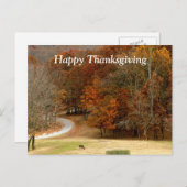 Happy Thanksgiving Herfst Foto Herfstbomen Herten Feestdagenkaart (Voorkant / Achterkant)