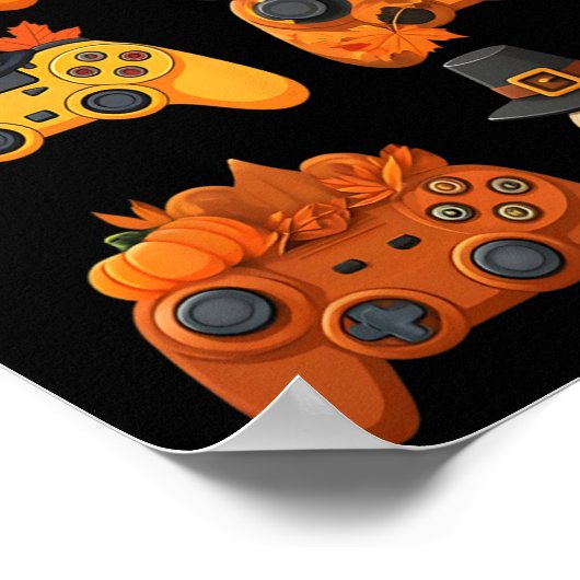 Happy Thanksgiving Herfst Gaming Controllers Turki Poster (Hoek)