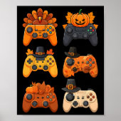 Happy Thanksgiving Herfst Gaming Controllers Turki Poster (Voorkant)