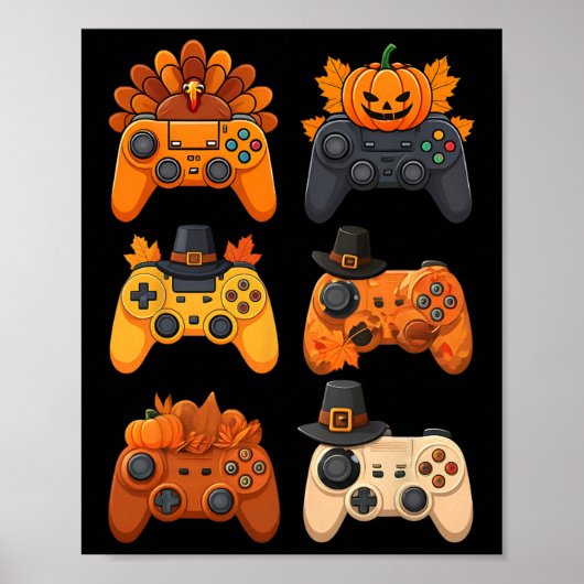 Happy Thanksgiving Herfst Gaming Controllers Turki Poster (Voorkant)