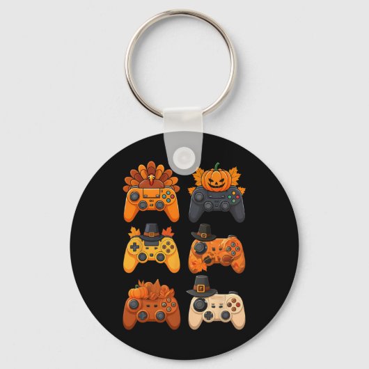 Happy Thanksgiving Herfst Gaming Controllers Turki Sleutelhanger (Voorkant)