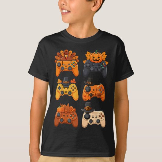 Happy Thanksgiving Herfst Gaming Controllers Turki T-shirt (Voorkant)