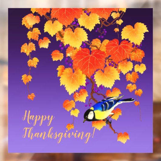 Happy Thanksgiving Herfst Grape Oranje Gold Leaves Raamsticker (Vel 2)