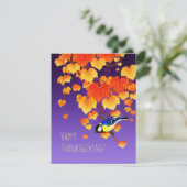 Happy Thanksgiving Herfst Grape Vine Great Tit Bir Feestdagenkaart (Staand voorkant)