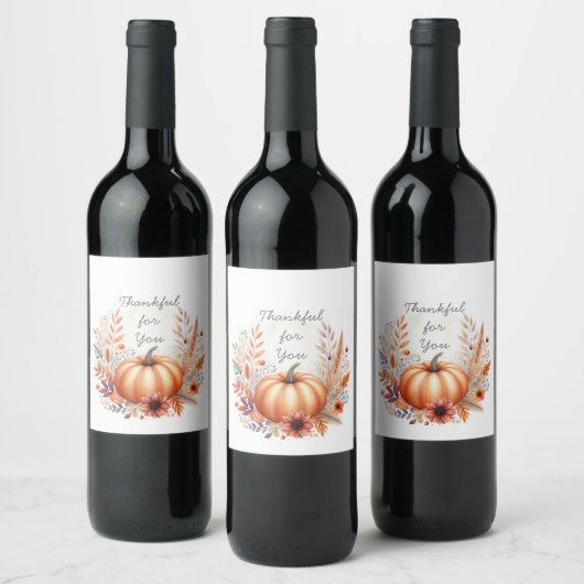 Happy Thanksgiving Herfst Harvest Boho Pumpkin Wijn Etiket (Flessen)