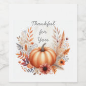 Happy Thanksgiving Herfst Harvest Boho Pumpkin Wijn Etiket (Enkel label)