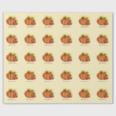 Happy Thanksgiving Herfst Harvest Pumpkin Cadeaupapier (Vlak)