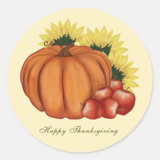 Happy Thanksgiving Herfst Harvest Pumpkin Ronde Sticker (Voorkant)
