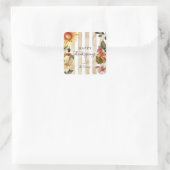 Happy Thanksgiving Herfst Herfst Waterverf Flowers Vierkante Sticker (Tas)