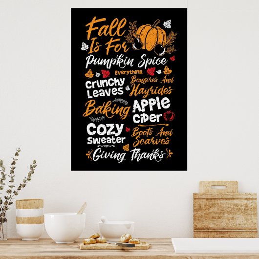 Happy Thanksgiving Herfst is voor pompoenkruid Poster (Keuken)