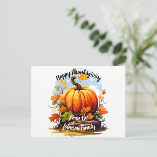 Happy Thanksgiving herfst kleuren pompoen Feestdagenkaart (Staand voorkant)