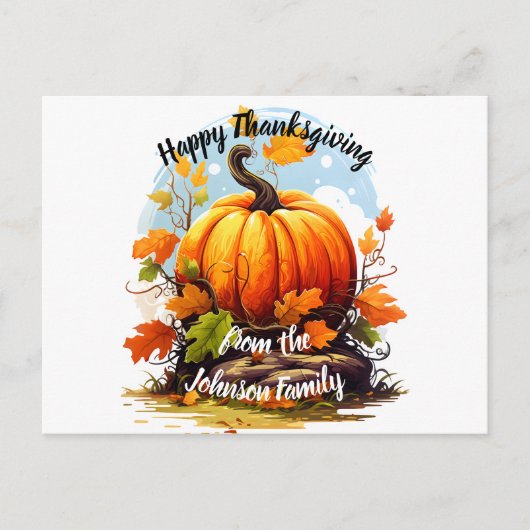 Happy Thanksgiving herfst kleuren pompoen Feestdagenkaart (Voorkant)