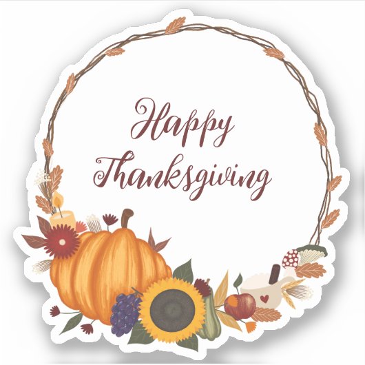 Happy Thanksgiving Herfst krans Sticker (Voorkant)