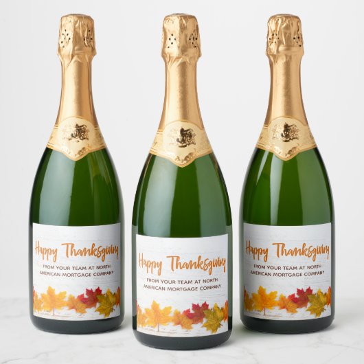 Happy Thanksgiving herfst laat aangepaste zaken Sparkling Wijnetiket (Flessen)