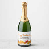 Happy Thanksgiving herfst laat aangepaste zaken Sparkling Wijnetiket (Voorkant)