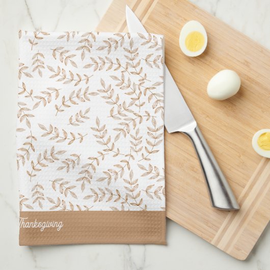 Happy Thanksgiving Herfst Leaf Keukendoek Theedoek (Quarter Fold)