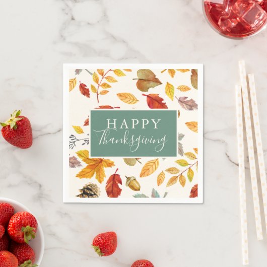 Happy Thanksgiving Herfst Leaf Pattern Servet (Insitu)