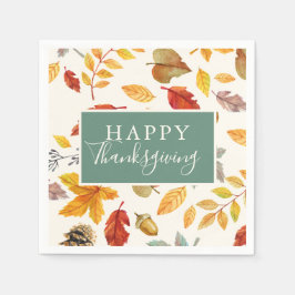 Happy Thanksgiving Herfst Leaf Pattern Servet