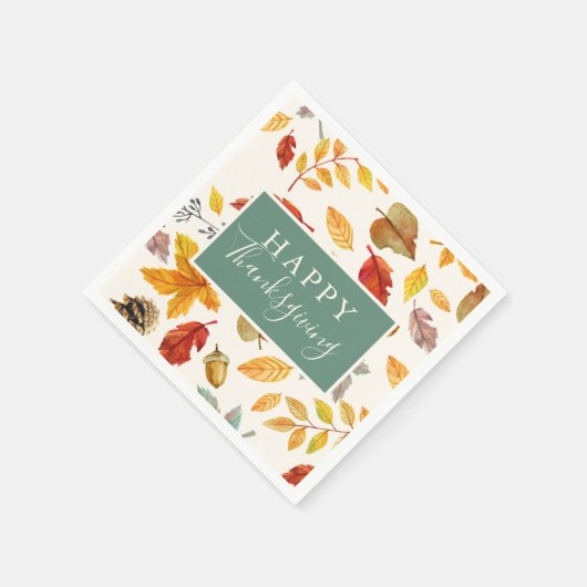 Happy Thanksgiving Herfst Leaf Pattern Servet (Hoek)