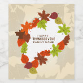 Happy Thanksgiving Herfst Leafs Lijst Wijn Etiket (Enkel label)