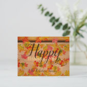 Happy Thanksgiving-Herfst Maple lekt op Barn Wood Briefkaart (Staand voorkant)