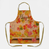 Happy Thanksgiving-Herfst Maple lekt op Barn Wood Schort (Voorkant)