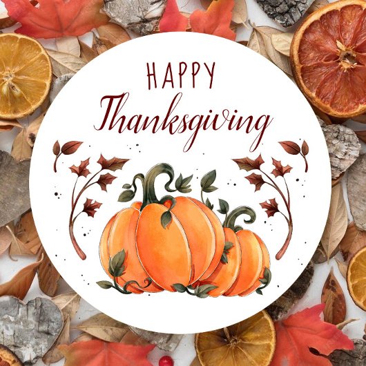 Happy Thanksgiving Herfst Moderne Ronde Sticker