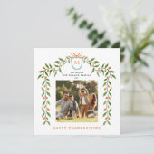 Happy Thanksgiving Herfst Monogrammed Fotogroet Kaart (Staand voorkant)