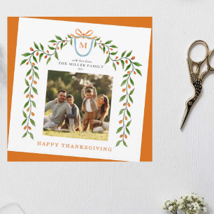 Happy Thanksgiving Herfst Monogrammed Fotogroet Kaart