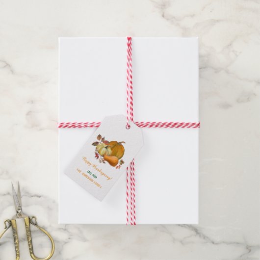 Happy Thanksgiving Herfst Oogst Pompoenen Foliage Cadeaulabel (Met Touw)