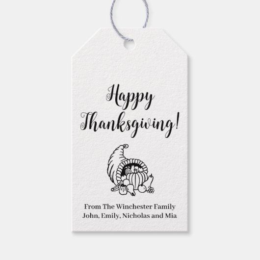 Happy Thanksgiving herfst oogstscript tekent kraft Cadeaulabel (Voorkant)