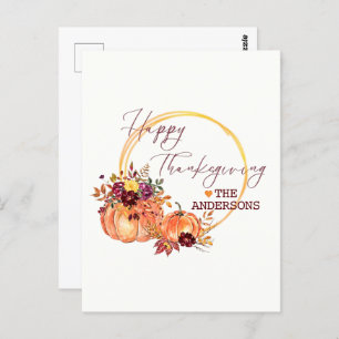 Happy Thanksgiving Herfst pompoen en bladeren Briefkaart